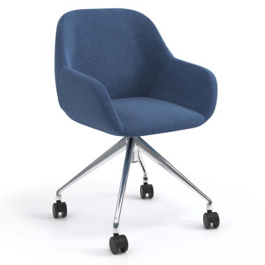 meeting room chair blue swivel with casters fabric upholstered armrests 1