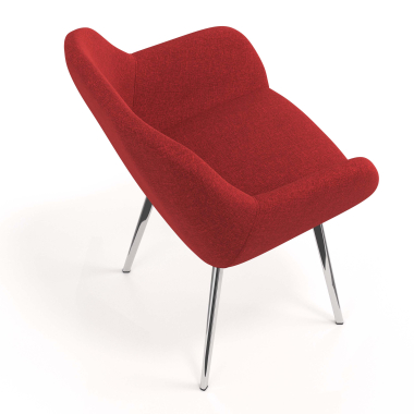 visitor chair red 4 legs fabric upholstered armrests 7