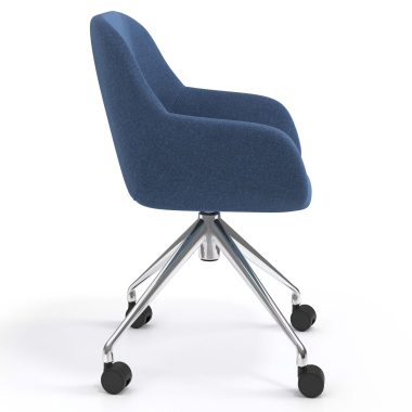 meeting room chair blue swivel with casters fabric upholstered armrests 3