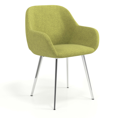 visitor chair green 4 legs fabric upholstered armrests 1