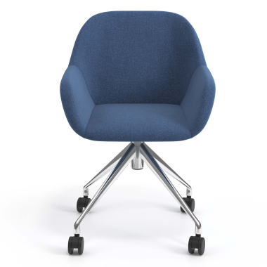 meeting room chair blue swivel with casters fabric upholstered armrests 4