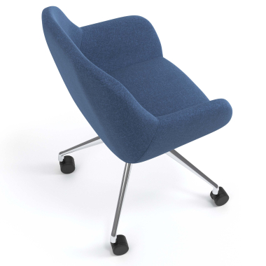 meeting room chair blue swivel with casters fabric upholstered armrests 7