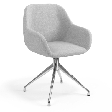 meeting room chair light gray swivel fabric upholstered armrests 1