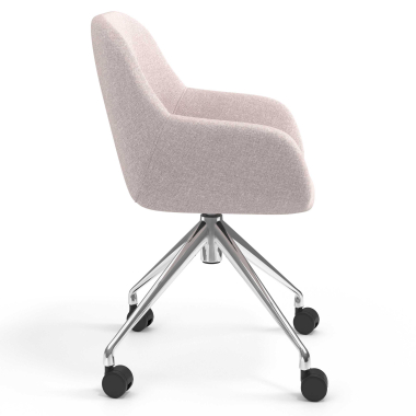meeting room chair beige swivel with casters fabric upholstered armrests 3