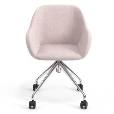 meeting room chair beige swivel with casters fabric upholstered armrests 4