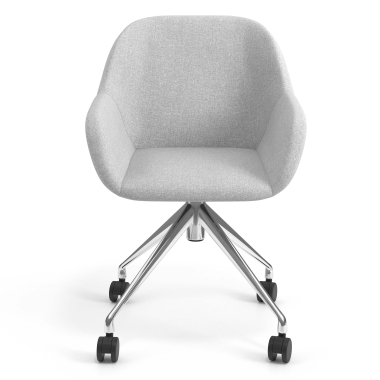 meeting room chair light gray swivel with casters fabric upholstered armrests 4