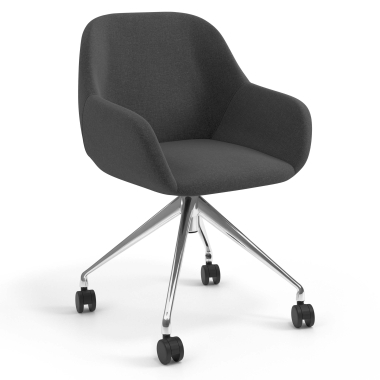 meeting room chair anthracite swivel with casters fabric upholstered armrests 1