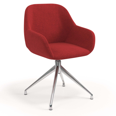 meeting room chair red swivel fabric upholstered armrests 1