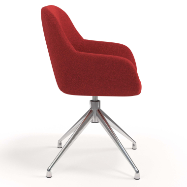 meeting room chair red swivel fabric upholstered armrests 3