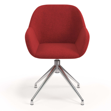 meeting room chair red swivel fabric upholstered armrests 4