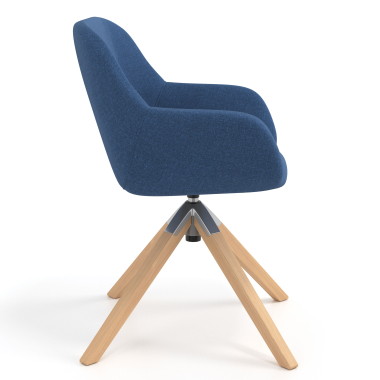 meeting room chair blue wooden swivel fabric upholstered armrests 3