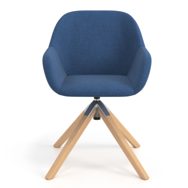 meeting room chair blue wooden swivel fabric upholstered armrests 4