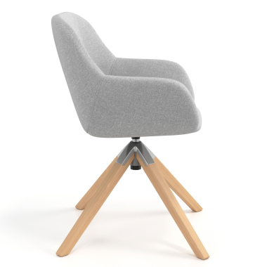 meeting room chair light gray wooden swivel fabric upholstered armrests 3