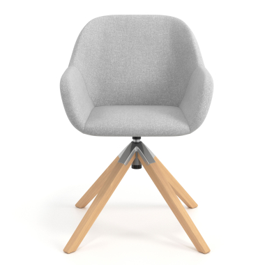 meeting room chair light gray wooden swivel fabric upholstered armrests 4