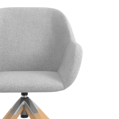 meeting room chair light gray wooden swivel fabric upholstered armrests 5