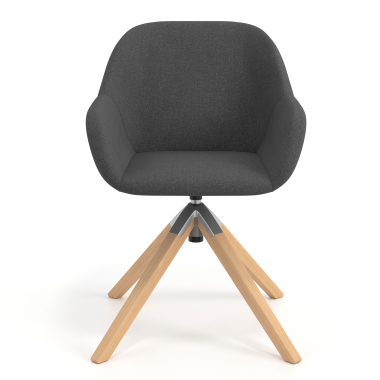 meeting room chair anthracite wooden swivel fabric upholstered armrests 4