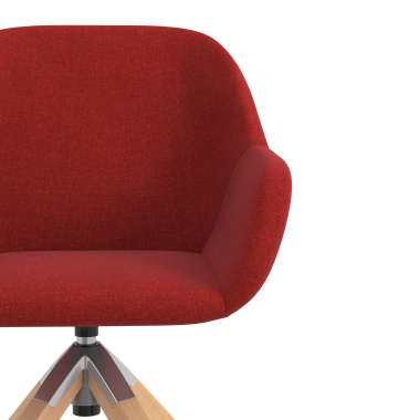 meeting room chair red wooden swivel fabric upholstered armrests 5