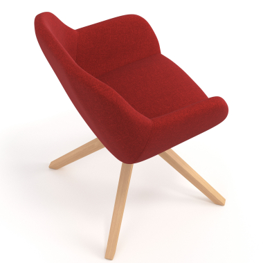 meeting room chair red wooden swivel fabric upholstered armrests 7
