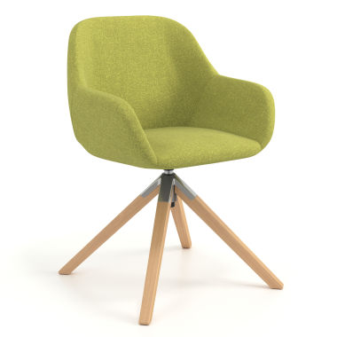 meeting room chair green wooden swivel fabric upholstered armrests 1