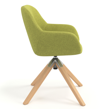 meeting room chair green wooden swivel fabric upholstered armrests 3