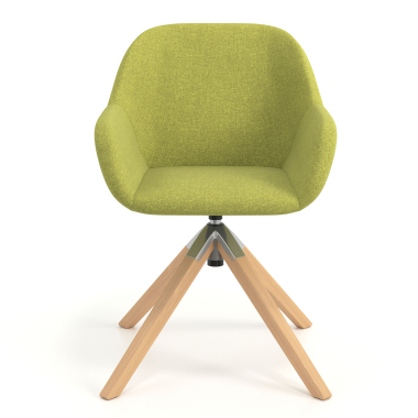 meeting room chair green wooden swivel fabric upholstered armrests 4