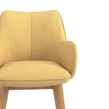 scandinavian chair yellow wooden legs fabric upholstered armrests 5