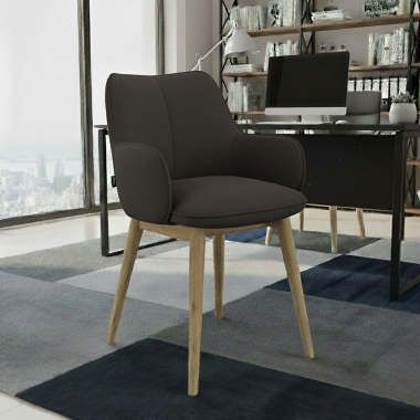 scandinavian chair anthracite wooden legs fabric upholstered armrests 2