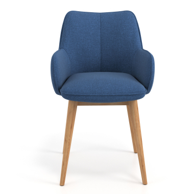 scandinavian chair blue wooden legs fabric upholstered armrests 4