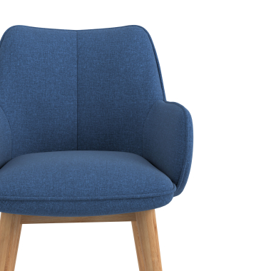 scandinavian chair blue wooden legs fabric upholstered armrests 5