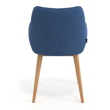 scandinavian chair blue wooden legs fabric upholstered armrests 6