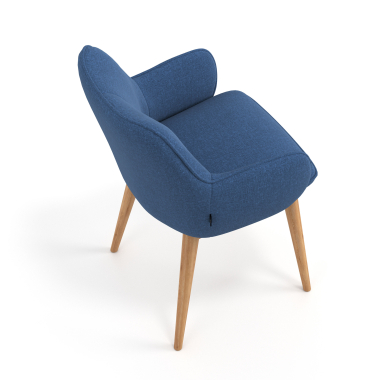 scandinavian chair blue wooden legs fabric upholstered armrests 7