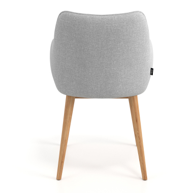 scandinavian chair gray wooden legs fabric upholstered armrests 6