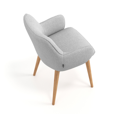 scandinavian chair gray wooden legs fabric upholstered armrests 7