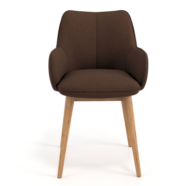scandinavian chair brown wooden legs fabric upholstered armrests 4