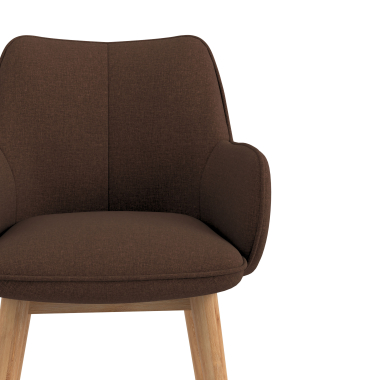 scandinavian chair brown wooden legs fabric upholstered armrests 5
