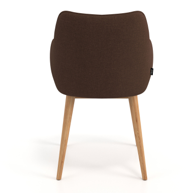 scandinavian chair brown wooden legs fabric upholstered armrests 6
