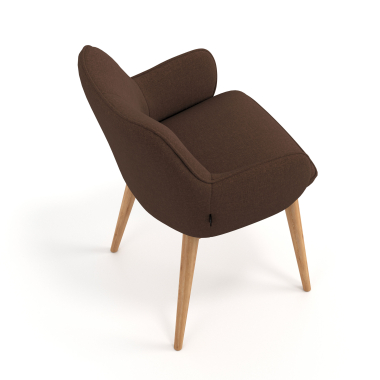 scandinavian chair brown wooden legs fabric upholstered armrests 7