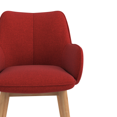 scandinavian chair red wooden legs fabric upholstered armrests 5