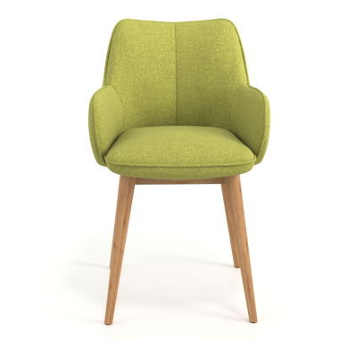 scandinavian chair green wooden legs fabric upholstered armrests 4
