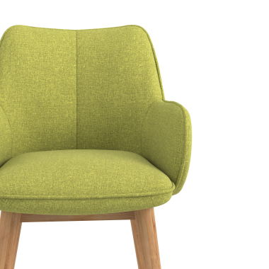 scandinavian chair green wooden legs fabric upholstered armrests 5