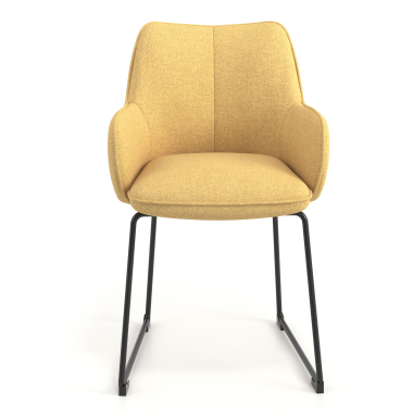 visitor chair yellow sled base frame fabric upholstered armrests 4