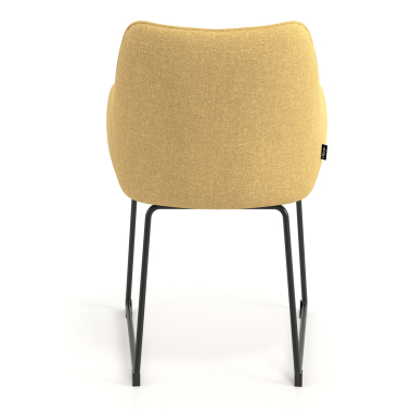 visitor chair yellow sled base frame fabric upholstered armrests 6
