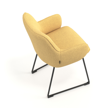 visitor chair yellow sled base frame fabric upholstered armrests 7