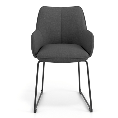 visitor chair anthracite sled base frame fabric upholstered armrests 4