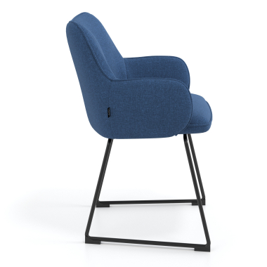 visitor chair blue sled base frame fabric upholstered armrests 3