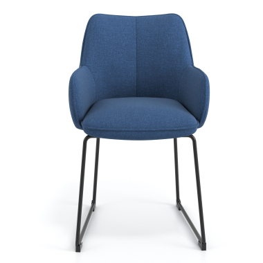 visitor chair blue sled base frame fabric upholstered armrests 4