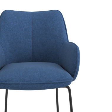 visitor chair blue sled base frame fabric upholstered armrests 5