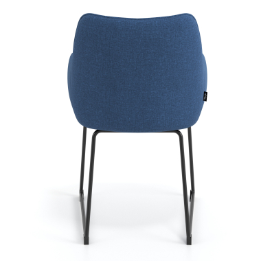 visitor chair blue sled base frame fabric upholstered armrests 6