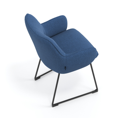 visitor chair blue sled base frame fabric upholstered armrests 7