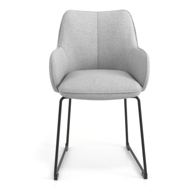 visitor chair gray sled base frame fabric upholstered armrests 4